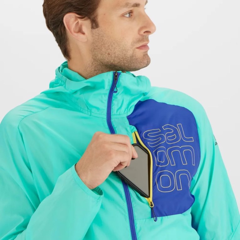 Salomon Bonatti Cross Men's Windbreaker Turquoise / Blue | CA 18O97